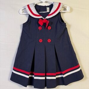 Starting Outs Navy Blue and Red Sailor Dress Kids Size 24M